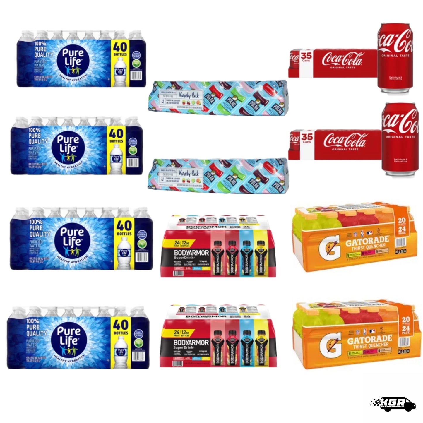 Sports and Hydration Bundle- Includes Water, Seltzer Water, BodyArmor, Gatorade, and Soda