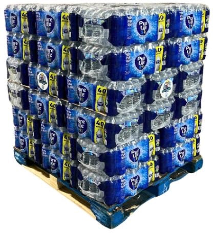 Full Pallet Pure Life 16.9 oz/40 per case (48 cases) 1920 total bottles & Half Pallet Gatorade Variety Pack 20oz/24 bottles per case (27 cases) 648 total bottles *2568 total drinks*