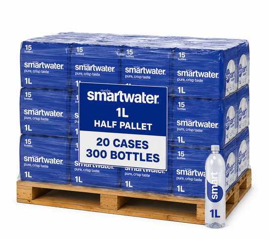 Smartwater Vapor Distilled 1L Half Pallet – 20 Cases | 300 Bottles
